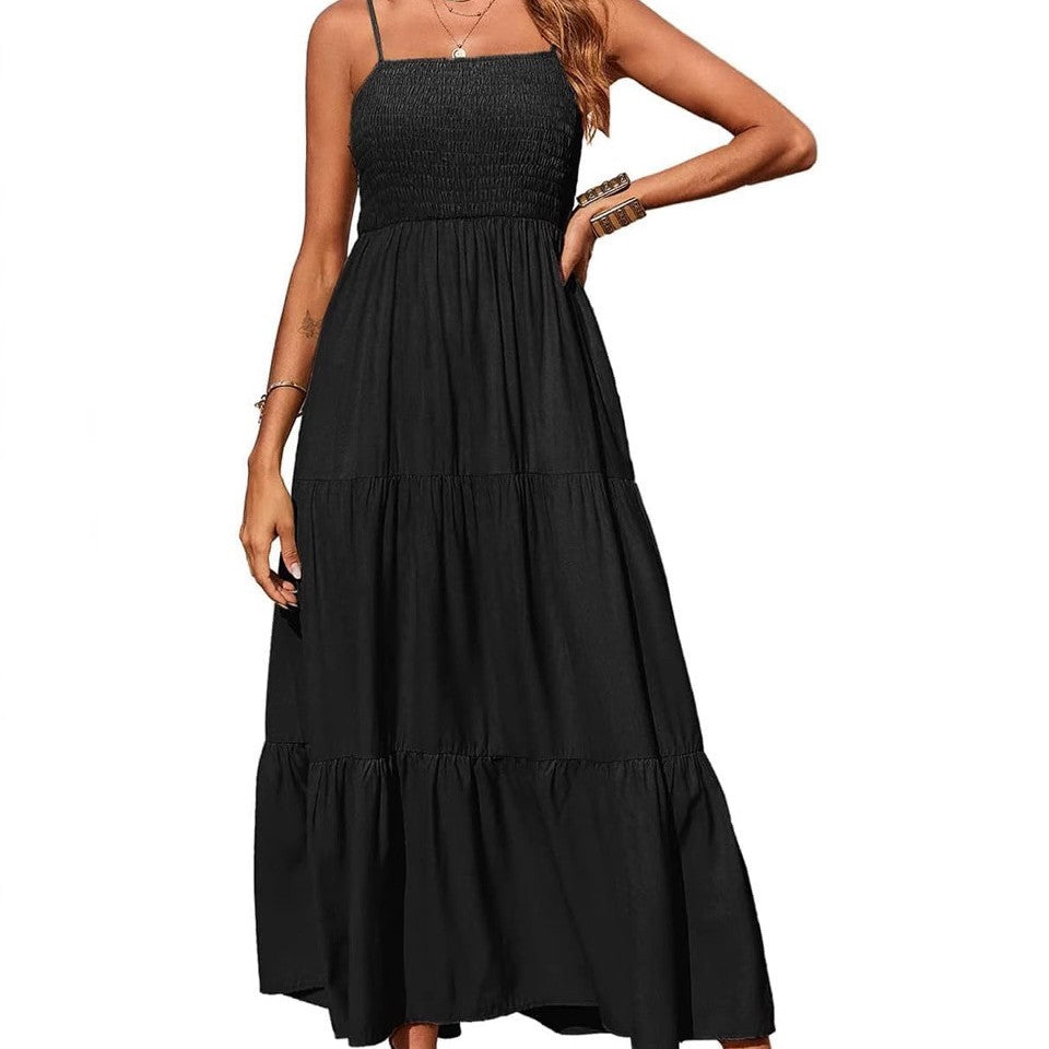 Women's High Waist Cotton Sleeveless Dress – Summer Casual Style in 6 Colors