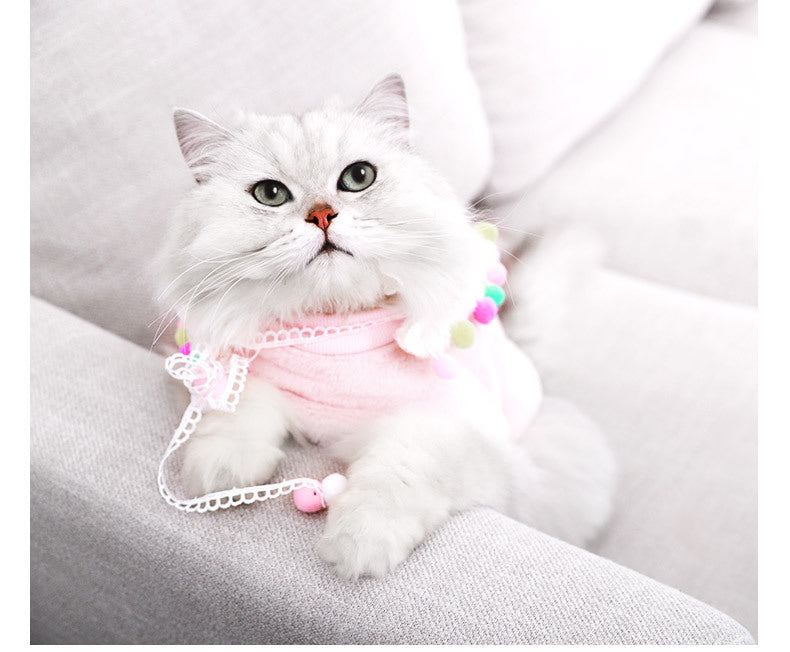Cute Princess Tassel Cat Clothing – Polyester Dress for Cats