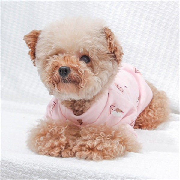 Cute Polyester Pet Hoodie - Soft and Cozy, Available in Pink and Blue