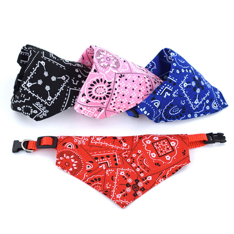 Adjustable Polka Dot Pet Bandana Bib Collar – Soft Printed Polyester Scarf for Dogs & Cats