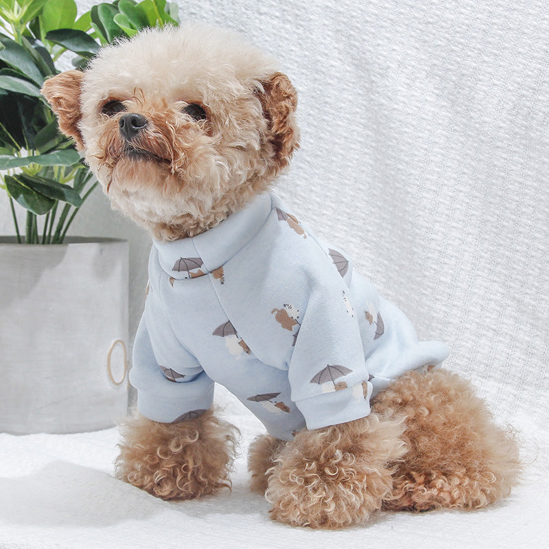 Cute Polyester Pet Hoodie - Soft and Cozy, Available in Pink and Blue