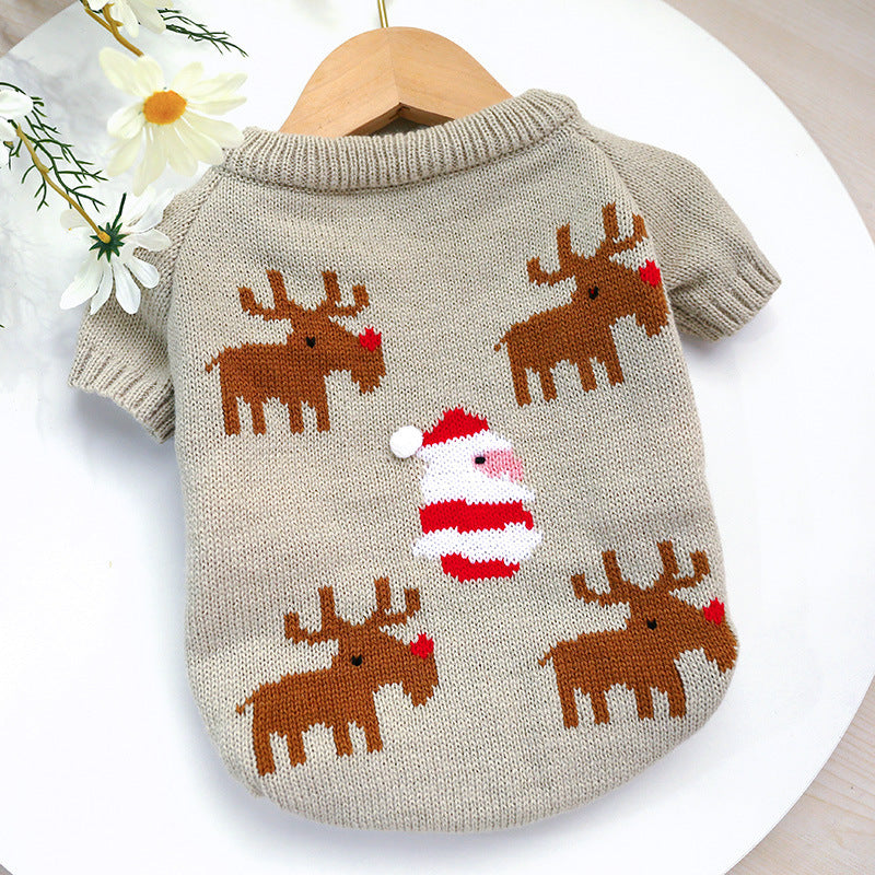 Winter Pet Sweater - Cozy Elk Design | Warm Four-Legged Dog & Cat Sweater for Small & Medium Pets