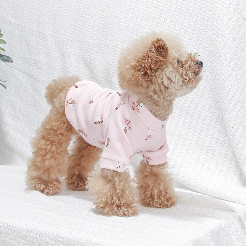 Cute Polyester Pet Hoodie - Soft and Cozy, Available in Pink and Blue