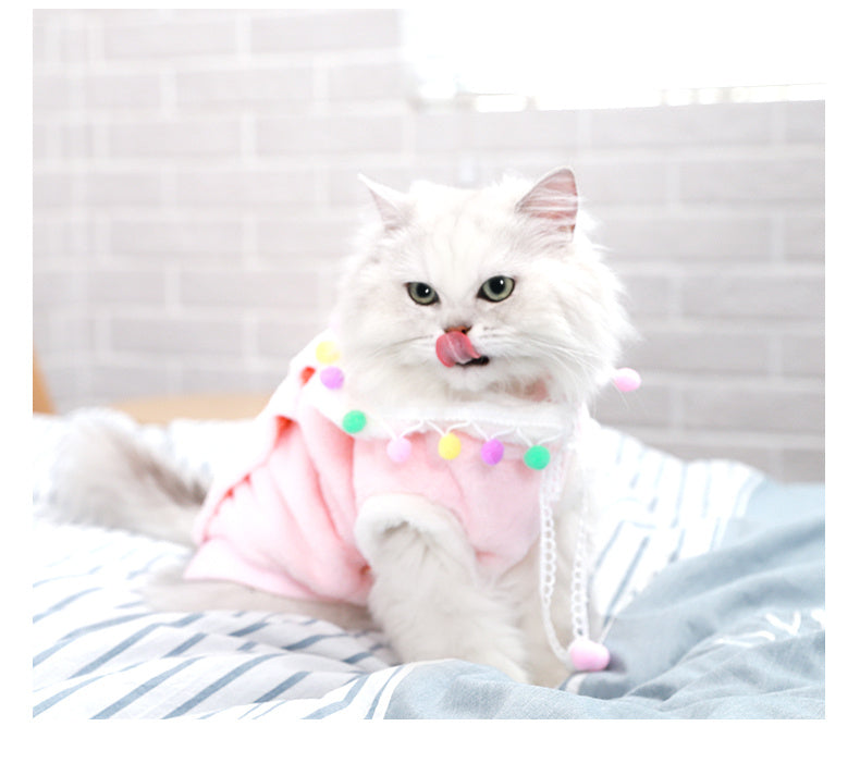 Cute Princess Tassel Cat Clothing – Polyester Dress for Cats