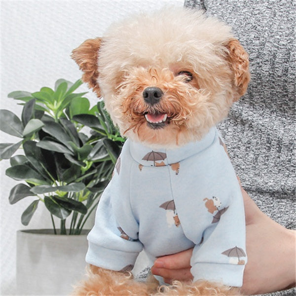 Cute Polyester Pet Hoodie - Soft and Cozy, Available in Pink and Blue