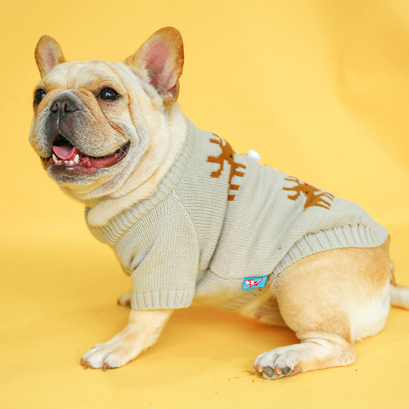 Winter Pet Sweater - Cozy Elk Design | Warm Four-Legged Dog & Cat Sweater for Small & Medium Pets