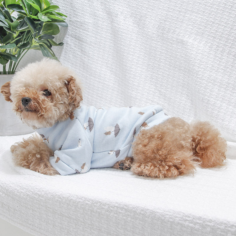 Cute Polyester Pet Hoodie - Soft and Cozy, Available in Pink and Blue