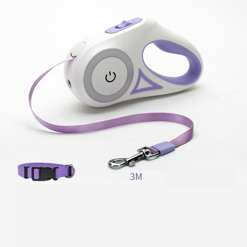 Telescopic Retractable Dog Leash with One-Handed Brake and Lock - Adjustable Length & Comfortable Grip