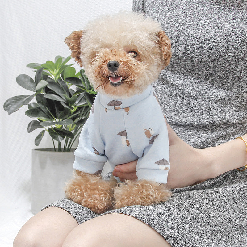 Cute Polyester Pet Hoodie - Soft and Cozy, Available in Pink and Blue