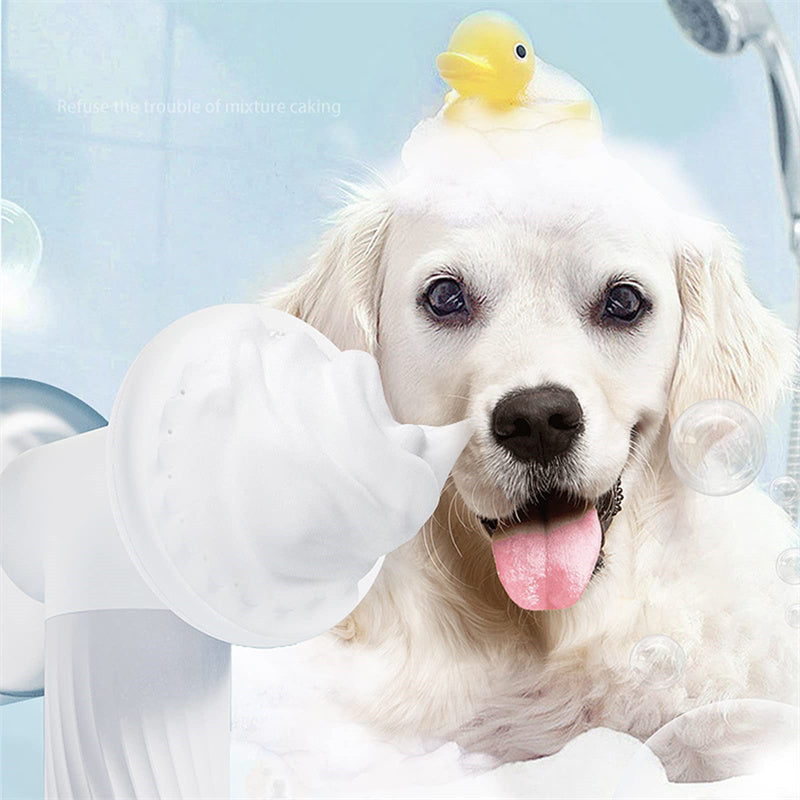 Silicone Self-Foaming Pet Bath Brush with Soap Dispenser