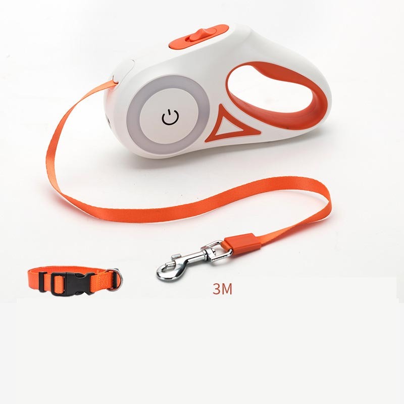 Telescopic Retractable Dog Leash with One-Handed Brake and Lock - Adjustable Length & Comfortable Grip