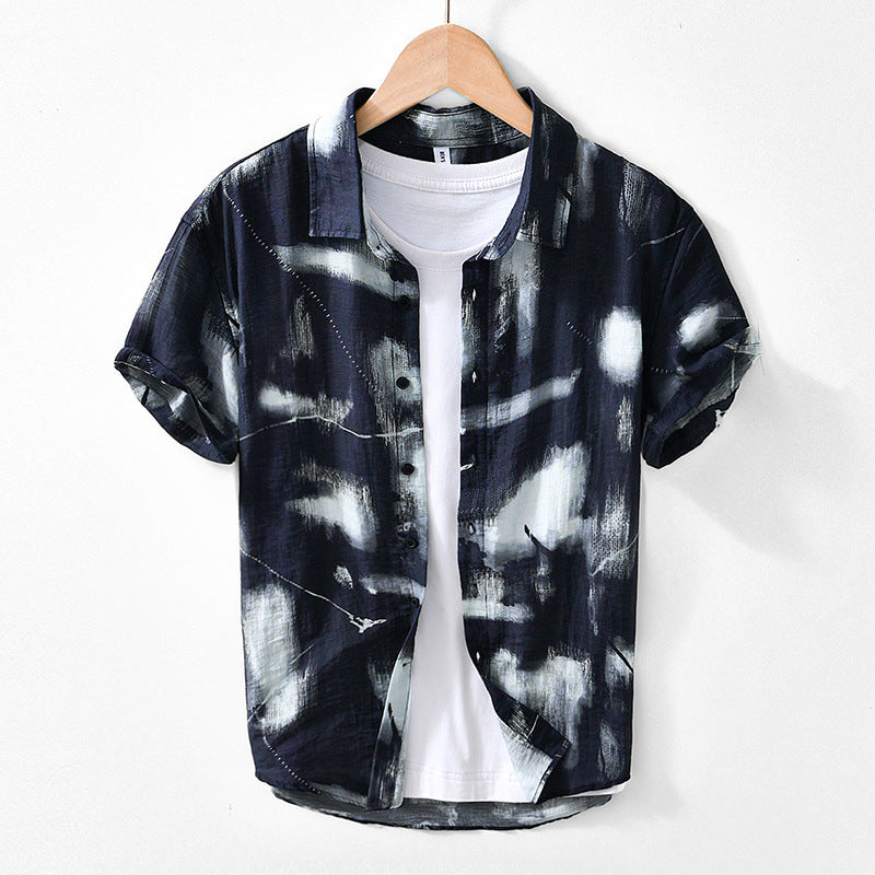 Men’s Viscose Cardigan Shirt – Lightweight Casual Button Down | Slim Fit Long Sleeve Top for Youth (M–3XL, Black & White)