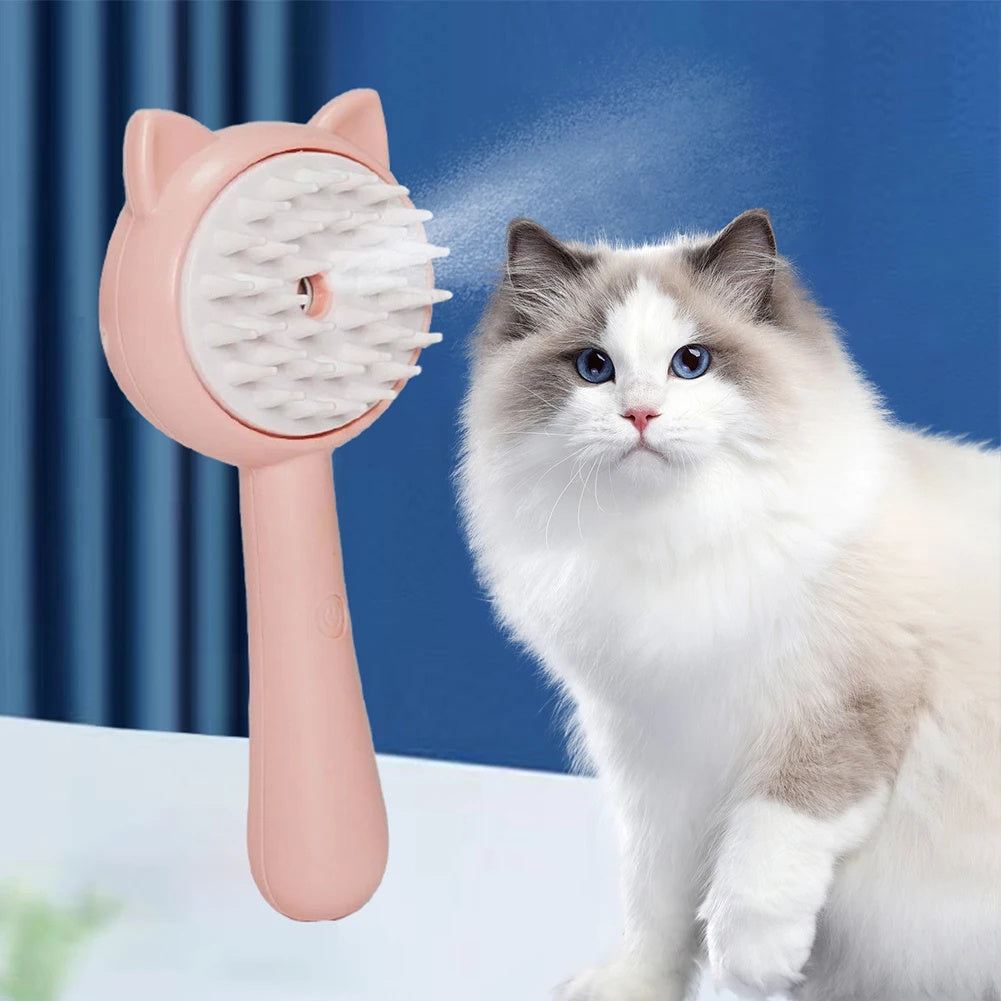 Pet Grooming Steam Brush – Electric Hair Remover & Massage Comb for Cats & Dogs | Rechargeable Fur Cleaner