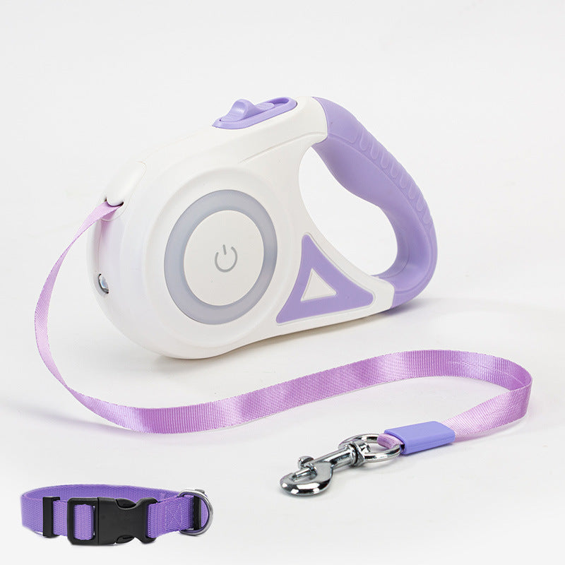 Telescopic Retractable Dog Leash with One-Handed Brake and Lock - Adjustable Length & Comfortable Grip