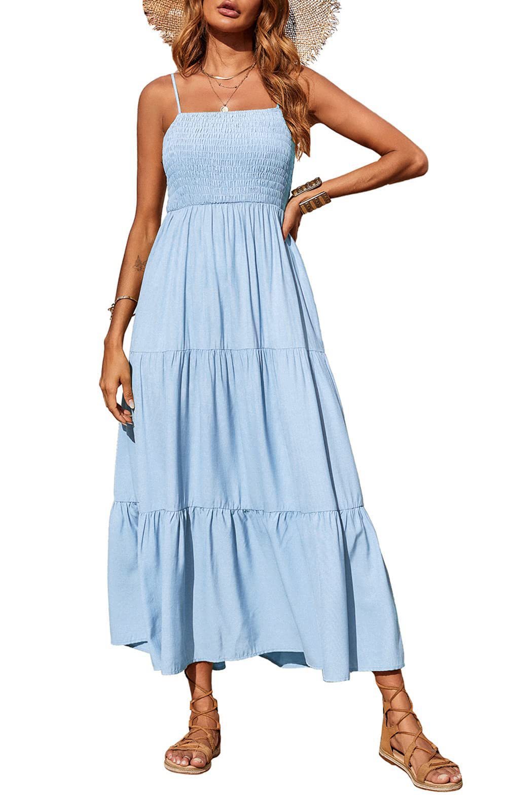 Women's High Waist Cotton Sleeveless Dress – Summer Casual Style in 6 Colors