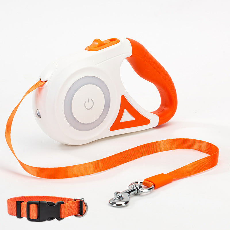 Telescopic Retractable Dog Leash with One-Handed Brake and Lock - Adjustable Length & Comfortable Grip