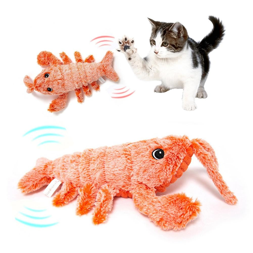 Interactive USB Rechargeable Jumping Lobster Plush Toy – Realistic Moving Cat Toy for Kids & Pets