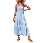 Women's High Waist Cotton Sleeveless Dress – Summer Casual Style in 6 Colors