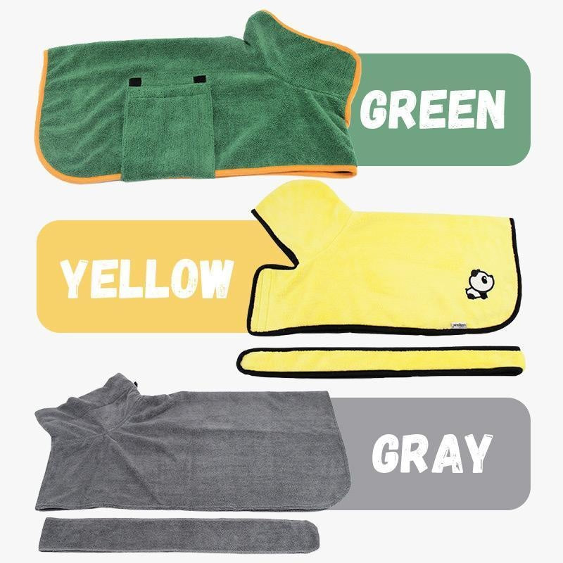 Super Absorbent Dog Bathrobe Towel – Fast Drying Microfiber Pet Drying Coat with Adjustable Neck & Chest Straps – Moisture-Wicking & Soft Dog Towel Robe