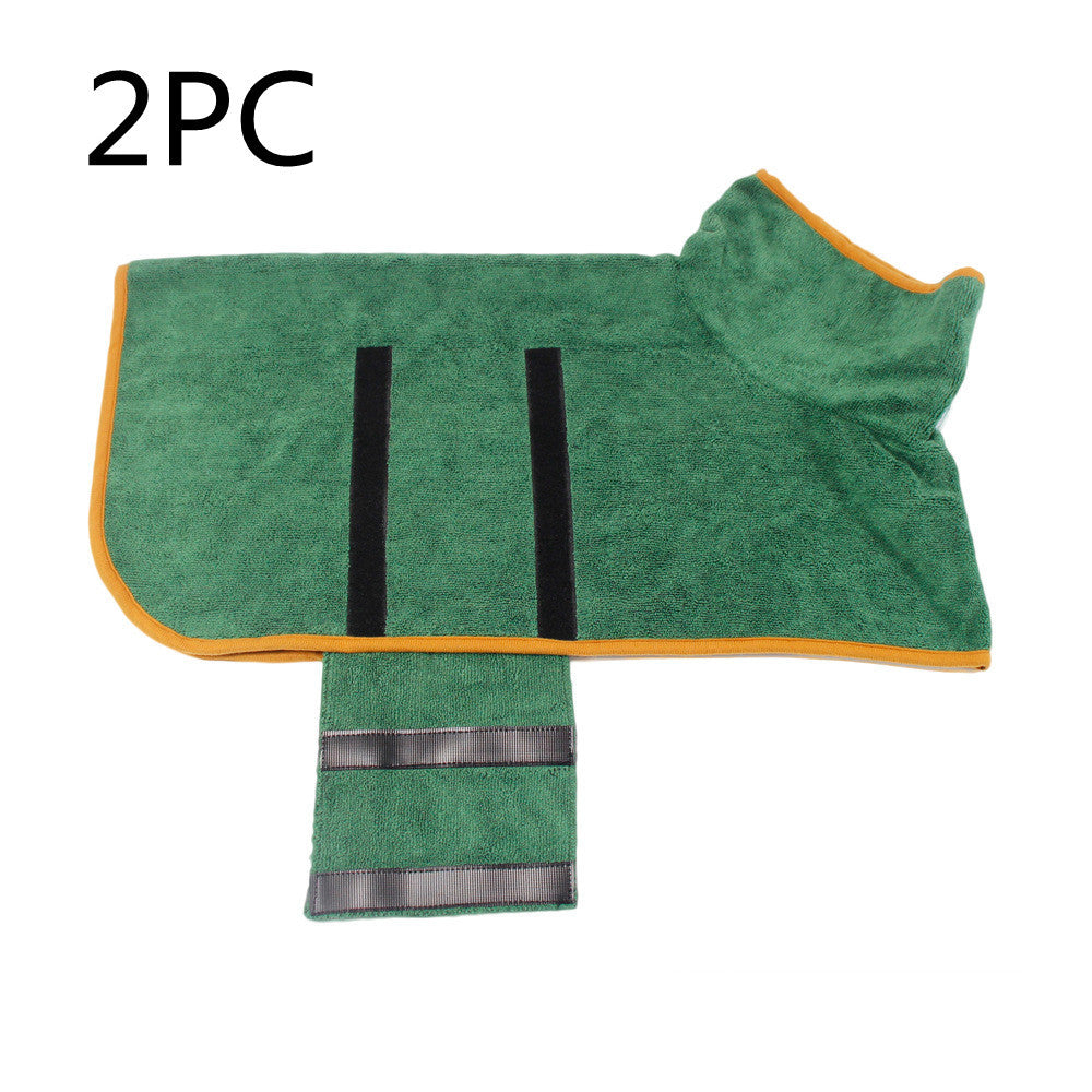Super Absorbent Dog Bathrobe Towel – Fast Drying Microfiber Pet Drying Coat with Adjustable Neck & Chest Straps – Moisture-Wicking & Soft Dog Towel Robe