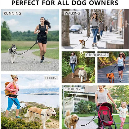 Hands-Free Dog Leash Belt with Adjustable Waist Strap and Bungee Leash – Ideal for Running, Walking & Hiking
