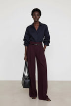 High-waisted Straight-leg Draping Suit Pants For Women
