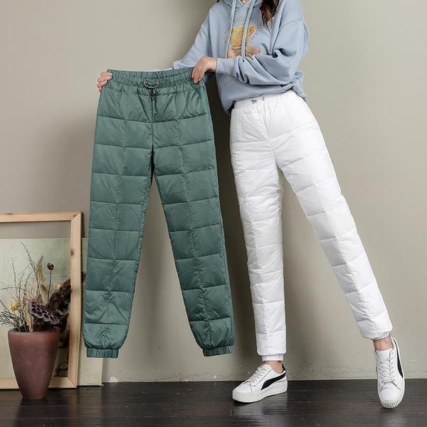 High-Waist Cotton Blend Straight-Fit Trousers