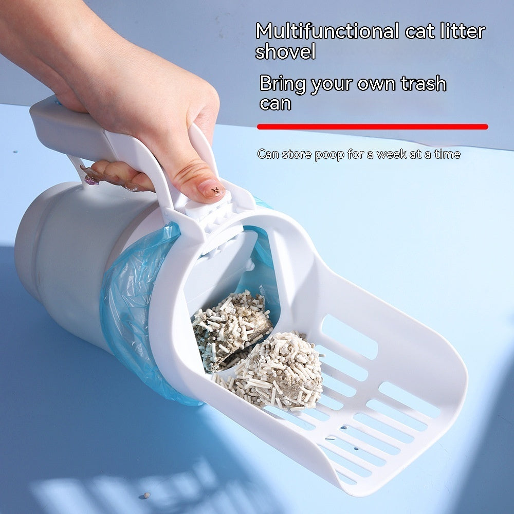 2-in-1 Foldable Litter Scooper for Cats and Dogs with Extra Bags, Easy One-Handed Waste Cleanup, Durable PP Material