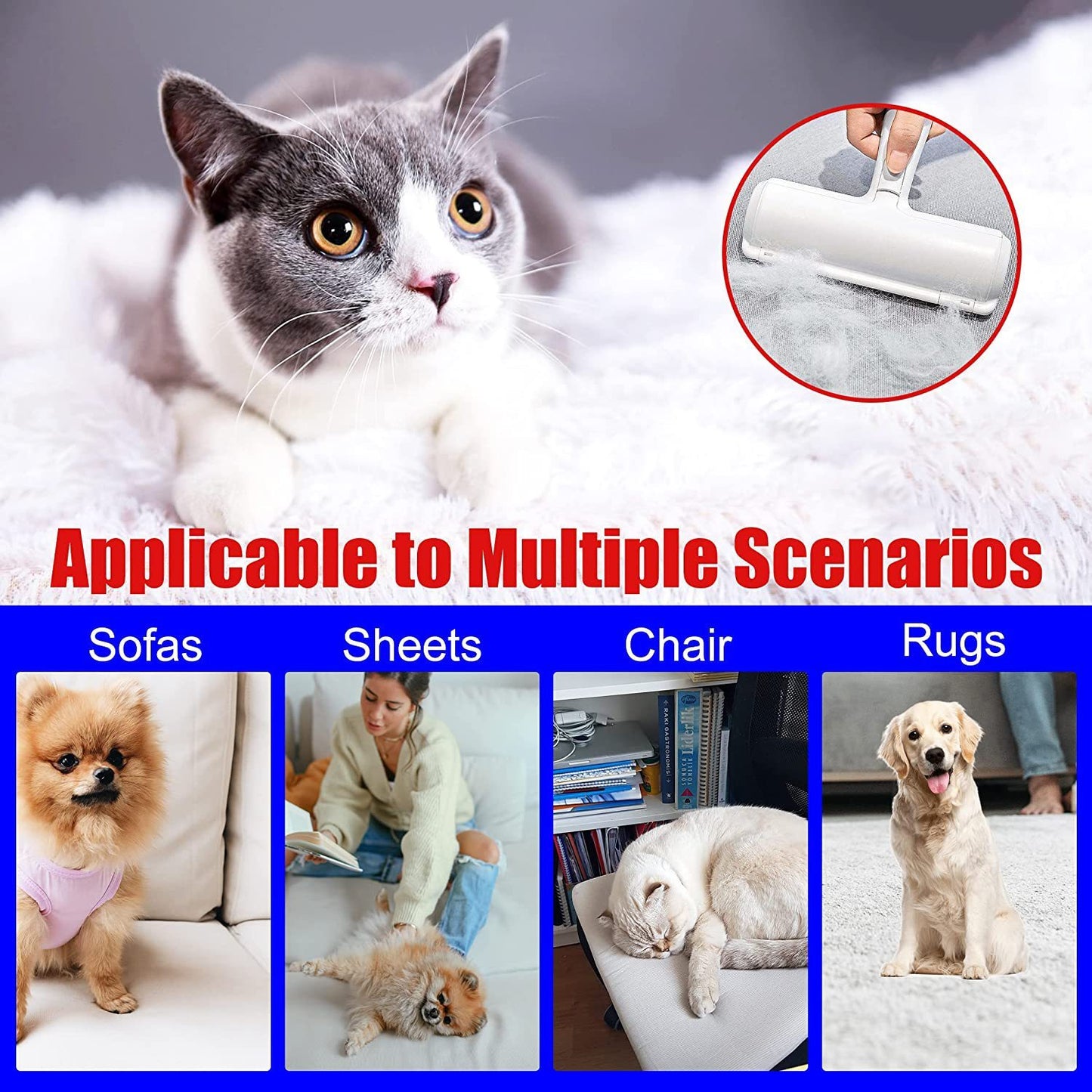 Pet Hair Remover Roller – Reusable Lint Picker for Dogs & Cats