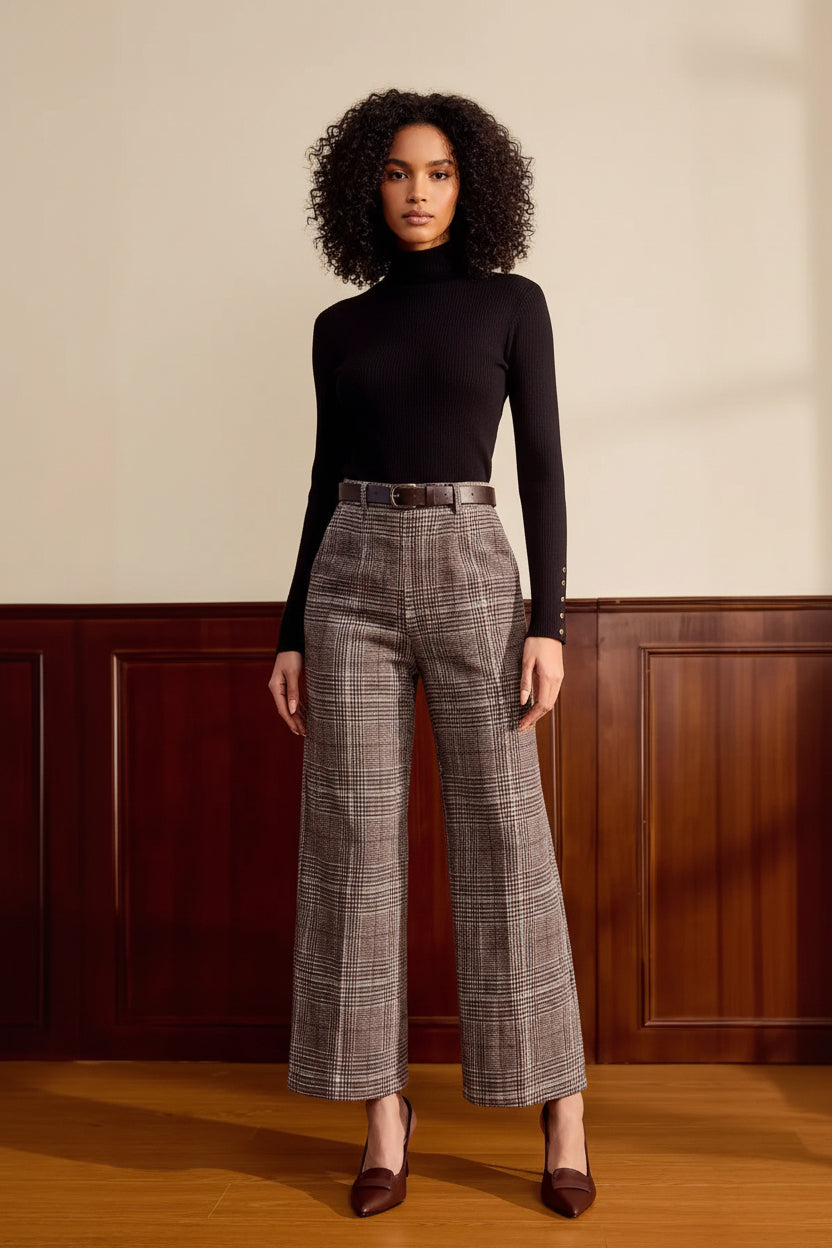 Wool Plaid Pants Womens New Autumnwinter Style For Petite Figures