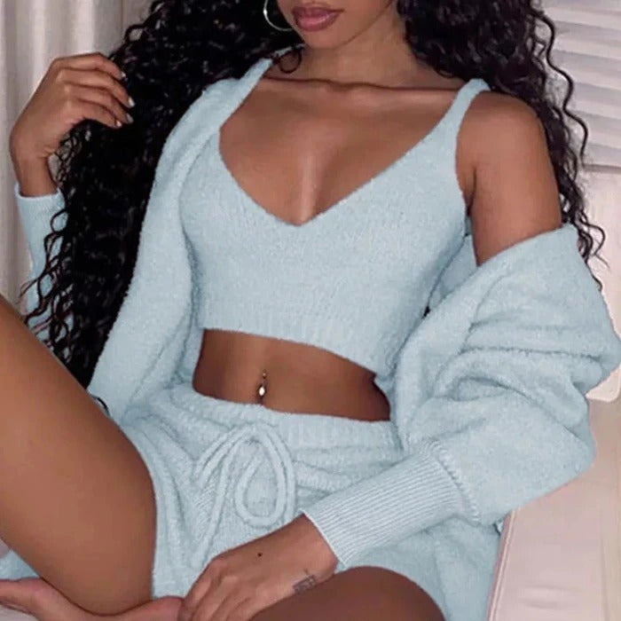 Women’s Velvet Pajama Set – 2-Piece Loungewear Vest & Culotte Pants Sleepwear | Soft, Stylish & Comfortable Homewear Set in Multiple Colors (S–XXXL)