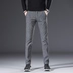 Plaid Straight-Fit Korean Trousers
