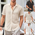Men’s Short Sleeve Cotton-Blend Cardigan – Lightweight Casual Shirt for Summer & Everyday Wear