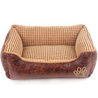 Luxury Kennel Dog Bed with Free Bone, Blanket, and Summer Mat - Suede & PPCotton Pet Nest