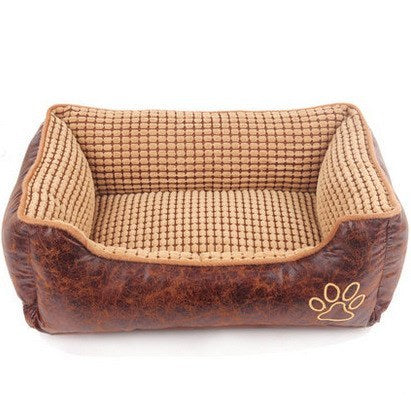 Luxury Kennel Dog Bed with Free Bone, Blanket, and Summer Mat - Suede & PPCotton Pet Nest