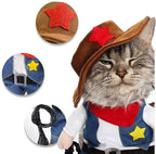 Pet Denim Cowboy Outfit – Funny Role-Playing Costume for Cats