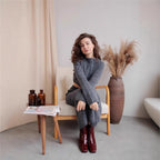 Women’s Solid Color Long Sleeve Sweater & Skirt Set – Acrylic Korean Casual Two-Piece Outfi