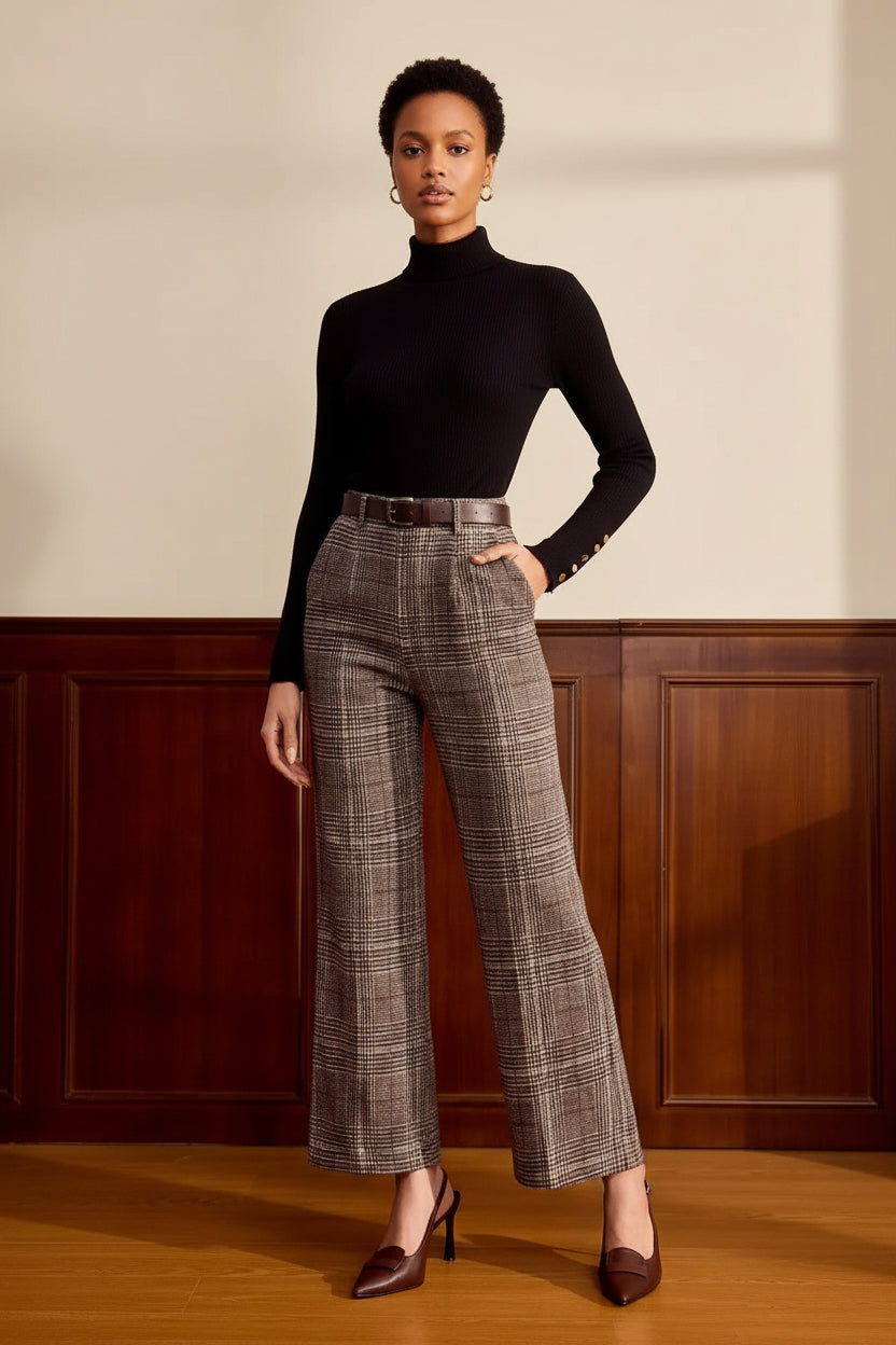 Wool Plaid Pants Womens New Autumnwinter Style For Petite Figures