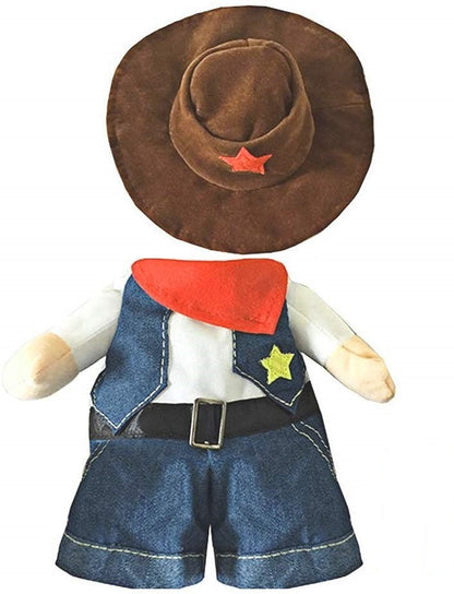 Pet Denim Cowboy Outfit – Funny Role-Playing Costume for Cats