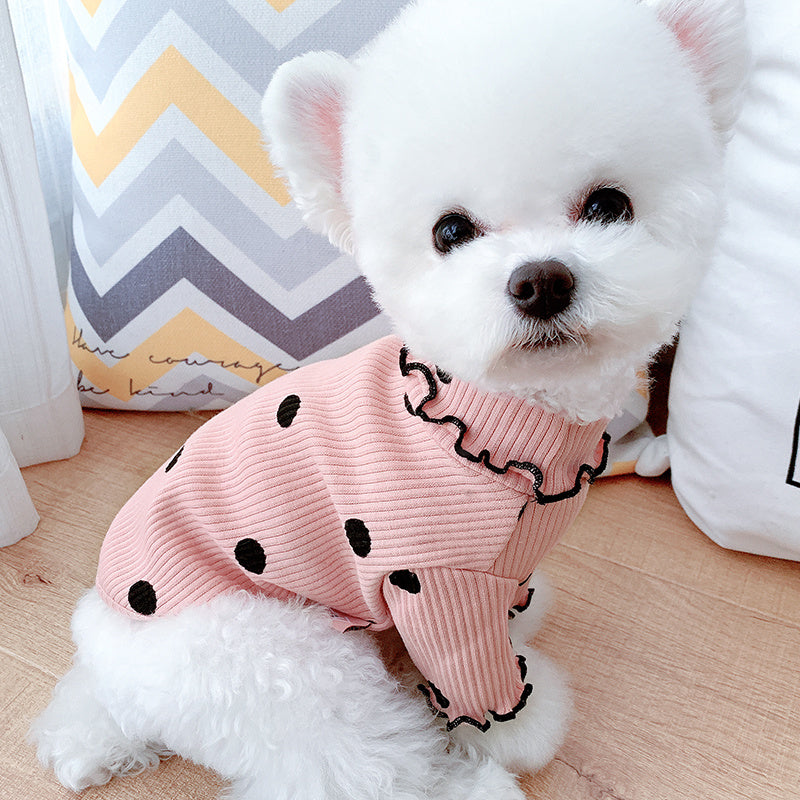 Polka Dot Cotton Dog Shirt – Soft & Stylish Pet Outfit for Small & Medium Dogs