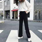 High-Waist Zip-Detail Wide-Leg Trousers