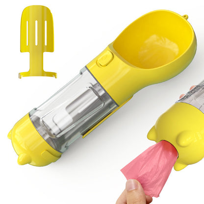 Portable Pet Water Bottle with Food Container & Waste Bag Dispenser – 300ML/500ML Travel Dog Water Dispenser
