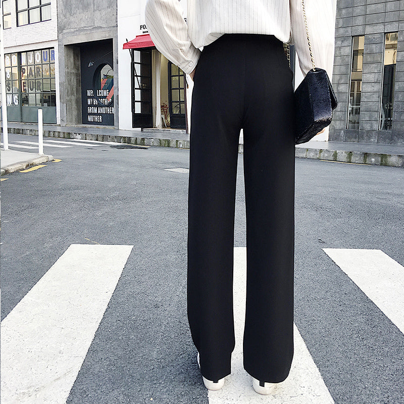 High-Waist Zip-Detail Wide-Leg Trousers