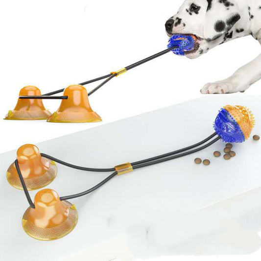 Interactive Suction Cup Dog Toy with TPR Ball – Chew Toy & Teeth Cleaning for Dogs & Cats | Tug-of-War Pet Toy