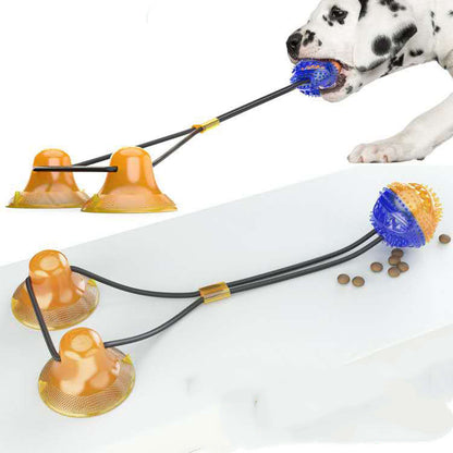 Interactive Suction Cup Dog Toy with TPR Ball – Chew Toy & Teeth Cleaning for Dogs & Cats | Tug-of-War Pet Toy