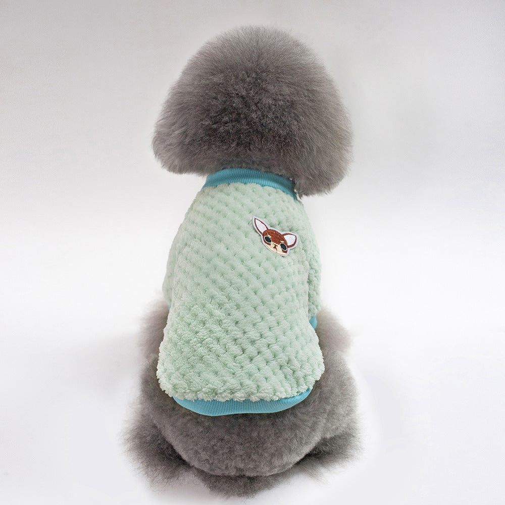 Cute Soft Coral Fleece Dog Clothes - Warm, Cozy Two-Legged Pet Apparel for Autumn & Winter