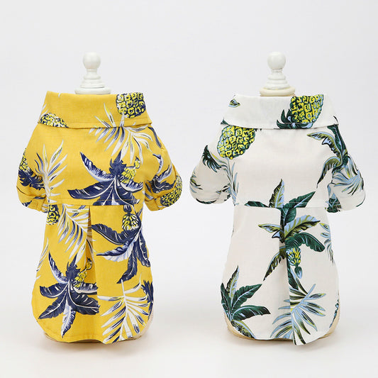 Hawaiian Coconut Print Pet Shirt – Stylish Summer Dog Outfit