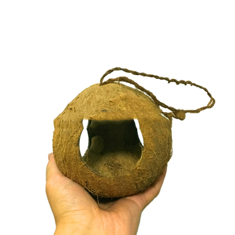 Natural Coconut Shell Bird Nest Hanging House | Eco-Friendly Small Pet Shelter