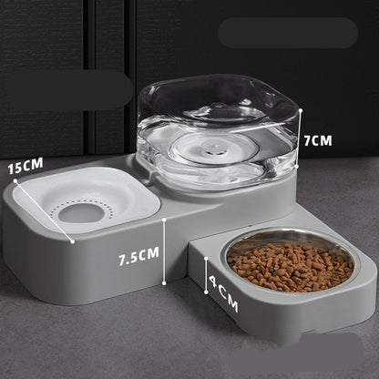 Pet Dual Feeding and Water Bowl with Optional Filter Elements
