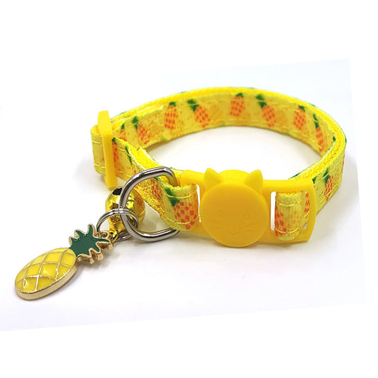 Stylish Adjustable Nylon Pet Collar – Available in Strawberry, Cherry, Avocado, Watermelon, and Pineapple Colors